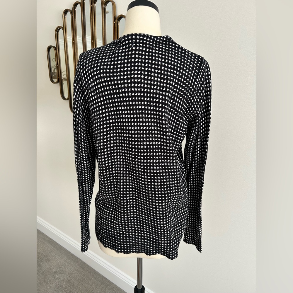 NWT Croft & Barrow Black White Women's Cardigan Sweater Button Down Geometric L - Picture 5 of 15
